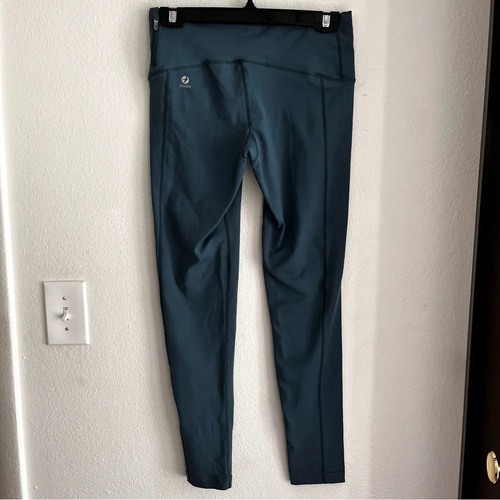 Oiselle Women’s Teal Blue Leggings Size 6 Workout Running Stretch Elastic Waist